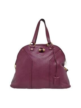 Yves Saint Laurent Muse Leather Bowler Bag Magenta Gold Hardware